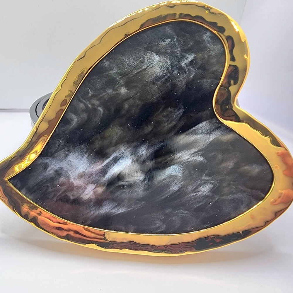 Brandon Maxwell W Large Heart Black & Gray  Python Waist Belt Sz XSS